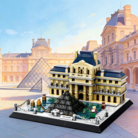 Wange 4213 Paris Musée du Louvre Blocs de Construction Attractions Modèle Ornement Jouet Éducatif pour Enfants Ensemble de Briques