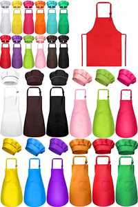 Ensemble tablier et <span class=keywords><strong>toque</strong></span> <span class=keywords><strong>de</strong></span> <span class=keywords><strong>chef</strong></span> pour enfants en polyester, imprimé personnalisé, tablier <span class=keywords><strong>de</strong></span> cuisine pour enfants, tablier <span class=keywords><strong>de</strong></span> pâtisserie avec bretelles réglables - Product Image 2