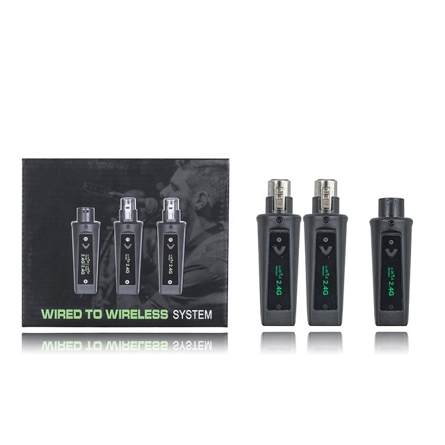 GT-02A Popular Plastic 2 Channels Cordless Microphone Wired to UHF Wireless System 2.4G XLR Adapter