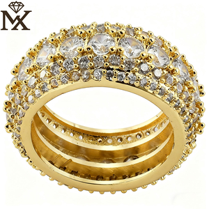 Anillo de cadena de Hip Hop de estilo cubano Unisex de plata 925, ajuste de cinco filas, anillo de Boutique de Zirconia cúbica, joyería de regalo de boda. - Product Image 1