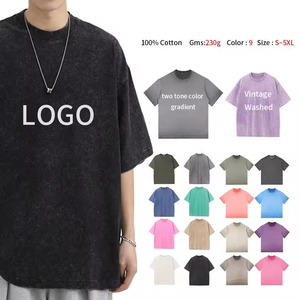 เสื้อยืดวินเทจทรงโอเวอร์ไซส์คุณภาพสูงแบบขายส่ง ผ้าฝ้าย 100% ซักกรด พิมพ์โลโก้ได้ตามต้องการ สำหรับผู้ชายและผู้หญิง ไซส์พลัส - Product Image 1