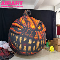 Citrouille gonflable de démon maléfique pour Halloween, citrouille monstre effrayante gonflable