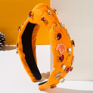 سحر سبائك القيقب ورقة تركيا العصرية لعصابات الرأس أنيقة عيد الشكر الديكور حجر الراين عقال - Product Image 3