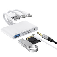 Adaptateur de concentrateurs USB 5 en 3 multi-ports 2USB SD TF Lecteur de carte Port de charge Connecteur 3 en 1 Câble Station d'accueil