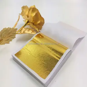 99% Gold Content 9.33*9.33cm 24K Genuine Gold Leaf Real Edible Foil Sheets Food Skin Care Real Gold Leaf Sheets
