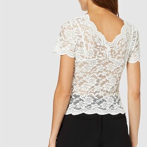 Nouveaux hauts courts décontractés Slim <span class=keywords><strong>Fit</strong></span> pour femmes chemises à lacets à manches courtes avec des t-shirts à <span class=keywords><strong>la</strong></span> mode - Product Image 5