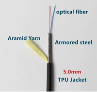 Câble de brassage fibre optique blindé industriel 250m, 400m, LC UPC vers LC UPC Duplex 2 fibres monomode G657A2 (OS2) TPU OD 5.0mm avec bobine