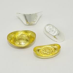 Artesanato Feng Shui Auspicioso Artesanato De Sorte Chinês Ouro Prata Pingote Ornamento Sorte Yuanbao Fengshui Decoração Mascote Metal - Product Image 4