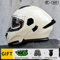 Casque modulaire de moto DOT personnalisé en gros avec double visière, casque rabattable avec Bluetooth, ensemble de trois pièces avec gants, directement de l'usine