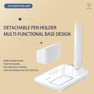 Lampu meja USB pintar besar, Modern, lampu <span class=keywords><strong>LED</strong></span> untuk anak-anak, lampu <span class=keywords><strong>LED</strong></span> dengan pegangan pena, badan ABS, Naungan baru, dasar bohlam E26, untuk membaca menulis