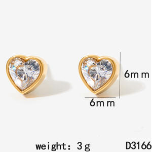 Cliclimoda minik Waterdrop paslanmaz çelik saplama küpe kadınlar için Trendy altın kaplama kalp saplama küpe takı - Product Image 5