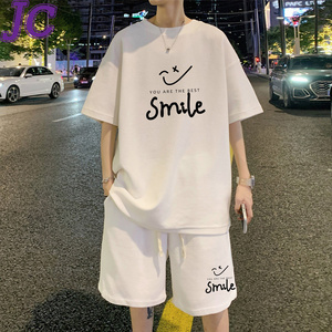 Conjunto de Verano Juvenil de Moda 2026 de Joychuang, Conjunto de Camiseta de Manga Corta y Pantalones Cortos de Seda Helada <span class=keywords><strong>para</strong></span> Hombre, Conjuntos Masculinos con Estampado Gráfico - Product Image 1