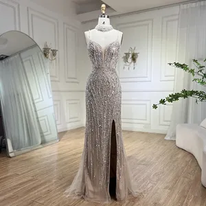 Serena collina argento Nude sirena Spaghetti con cinturino Modulare abiti da sera con perline abiti da ballo per feste 2024 LA72047B personalizzati - Product Image 1