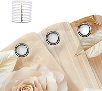 Rideau de Douche en Tissu Luxe Élégant, Motif Floral 3D Moderne Minimaliste Abstrait, Fleurs Blanches et Feuilles Dorées
