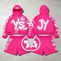 Setelan Olahraga Pria Yysy Streetwear Celana Pendek Anti Air Bahan Nylon Dua Potong Jaket Windbreaker Polyester Motif Cetak