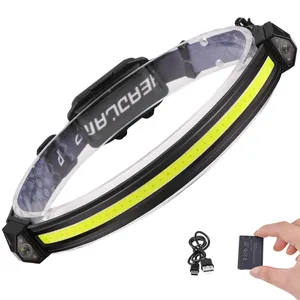 New COB dual light source headlamp USB type-C rechargeable headlight built in battery with power display head flashlight