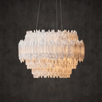 Lustre en cristal de sélénite de style américain, lampe suspendue moderne de luxe sur mesure pour salon, hall d'entrée, luminaire