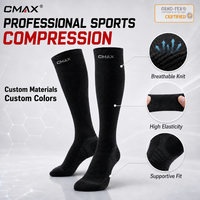 Chaussettes de compression sportives respirantes et écologiques CMAX avec logo personnalisé pour hommes et femmes 20-30 mmHg, OEM
