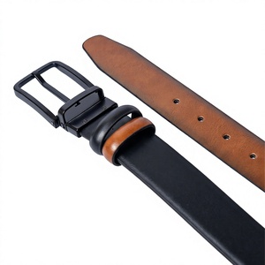 ELYSIAN INDUSTRIES Cinturón Reversible de Cuero Vacuno con Hebilla de Acero Rectangular de Color Sólido y Logotipo Personalizado, 3.4cm de Ancho - Product Image 5
