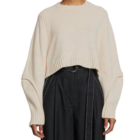 Pull en cachemire tricoté pour ordinateur à manches évasées pour femmes avec un design spécial manches côtelées pull d'hiver Cardigan