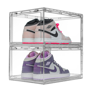 PET Sneaker Display Crate Storage Giant Drop Front Wholesale Acrylic Clear Plastic Transparent Shoe Box Container