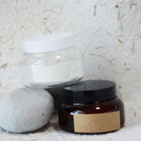 Pot cosmétique en plastique à large ouverture, personnalisé avec étiquette privée, ambre transparent, vide, pour gommage corporel, crème, avec couvercle à vis