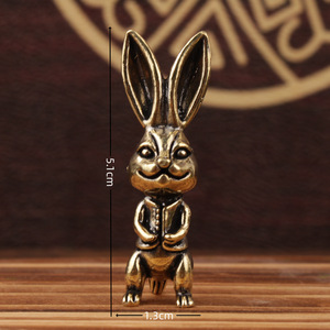 Figura de Conejo de Latón, 2 Piezas, Diseño Tradicional Compacto, Decoración para Oficina u Hogar, Regalo de Pascua - Product Image 4