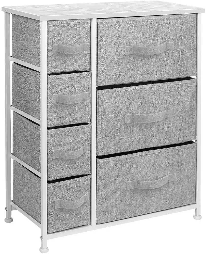 Dresser Storage Tower Sturdy Steel Frame Top Easy Pull Fabric Bins Organizer Unit for Bedroom Hallway Entryway Closets