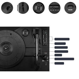 Vente en gros de tourne-disque portable 3 vitesses avec connexion USB, carte SD et Bluetooth, style rétro, boîte à musique pour fête, cadeau, divertissement à domicile - Product Image 4