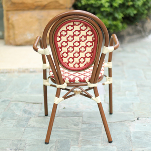 Restaurant Bistro français Fauteuils en <span class=keywords><strong>rotin</strong></span> aluminium Café d'extérieur Chaise en <span class=keywords><strong>rotin</strong></span> Mobilier de jardin - Product Image 2