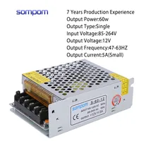 Venta caliente tamaño pequeño Controlador LED 60W smps 12V 5A de conmutación DC fuente de alimentación