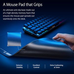 Vente en gros pour tapis de souris de jeu ROG Hone Ace XXL 900x300mm rectangulaire en tissu, mousse à mémoire de forme, polyuréthane, non toxique, noir - Product Image 2
