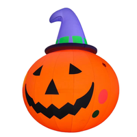 Calabaza Inflable Gigante Personalizada con Sombrero, Mascota con Luz LED, Decoración para Halloween, Adornos de Halloween para Exteriores