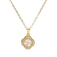 Nouveau Collier Élégant en Zircon à Quatre Feuilles, Pendentif Délicat Polyvalent de Luxe Léger, Accessoire Coréen Haut de Gamme Sportif en Bambou