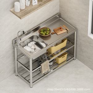 Fregadero grande de acero inoxidable, encimera gruesa, individual, doble, soporte para cuerpo de cocina, lavabo, hogar vegetal - Product Image 3