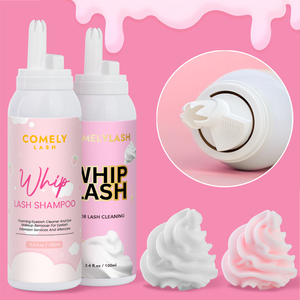 Sampo Krim Pembersih bulu mata kocok, busa tidak beraroma | 100ml Kit mandi pembersih bulu mata merah muda | Logo kustom Label pribadi