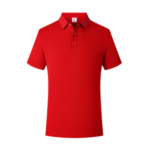 Polo Rojo de Manga Corta, Color Sólido, Transpirable, Ropa Casual para Hombre - Product Image 1