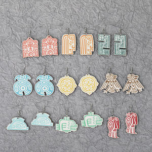 Pendientes de Botón Semimanufacturados, Ecológicos, con Imagen Maya, Venta Directa de Fábrica - Product Image 3