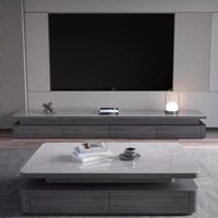 Nouveau Meuble TV Italien Luxe Moderne pour la Maison, Combinaison Table Basse et Meuble TV en Bois Massif Simple et Élégant