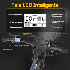 Vélo électrique pliable F6pro-s du stock Brésil, 900W, 5 vitesses, VTT électrique, batterie lithium 48V, pneus larges pliables 20 pouces - Product Image 6