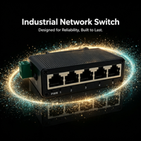 Switch Industrial Fast Ethernet de 5 Puertos para Riel DIN, 10/100Mbps RJ45, Anti-Reverse, DC9-57V, para Entornos Industriales Hostiles
