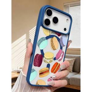 เคสโทรศัพท์ลายการ์ตูนมาการองแบบแม่เหล็ก สีน้ำเงินกรมท่า วัสดุ PMMA ดีไซน์สำหรับทุกเพศ พร้อมที่จับตกแต่งในตัว - Product Image 1