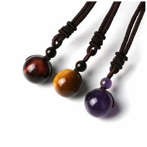 10mm natürliche Tigerauge Anhänger Halskette Hand gewebte lila Kristall Halskette für Frauen - Product Image 1