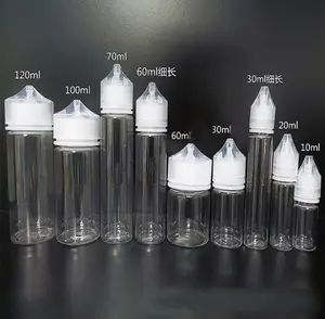 10ML 15ML 30ML 50ML 60ML 70ML 80ML Leere Kunststoff-PET-Klebe flasche Rauch öl injektor flasche mit spitzem Deckel