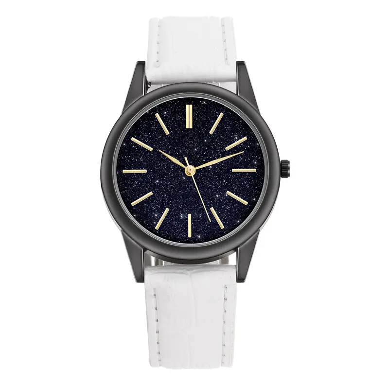 WJ-9664 De pulsera De cuero para hombre, Reloj minimalista con diseño De cielo estrellado, venta al por mayor, Yiwu