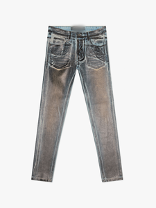 Jeans en denim pour homme de haute qualité, coupe skinny, marque AM Street, vintage, ciré, taille mi-haute, hiphop, respirant, streetwear, Y2K, OEM ODM - Product Image 4
