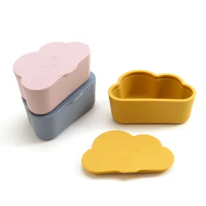 Shenhequan Bpa Free 어린이 식사 부드러운기구 먹이 음식 구름 실리콘 아기 간식 용기 유아용 보관 상자