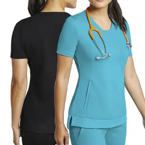 Personalizado de estilo de moda médica respirável, tops anti-rugas, limpador de enfermagem, uniforme