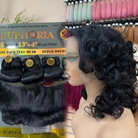 KEMY HAIR 4+1 SDD Paquete de Cabello Humano Remy Súper Doble Trama con Frontal 4*13 Liso Natural Vietnamita para Mujeres Negras