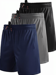 2026 New Custom Logo Men'<b>s</b> Polyester Drawstring Jogging Shorts Sports Fitness Casual Running Breathable Quick-Dry Gym Wear - Product Image 3